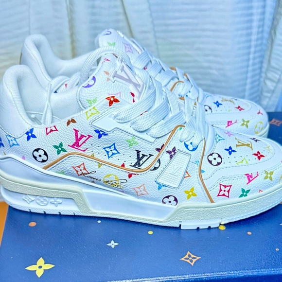 NIB Louis Vuitton Murakami White Multicolor Monogram Trainer Sneakers for Men 11 main image 5